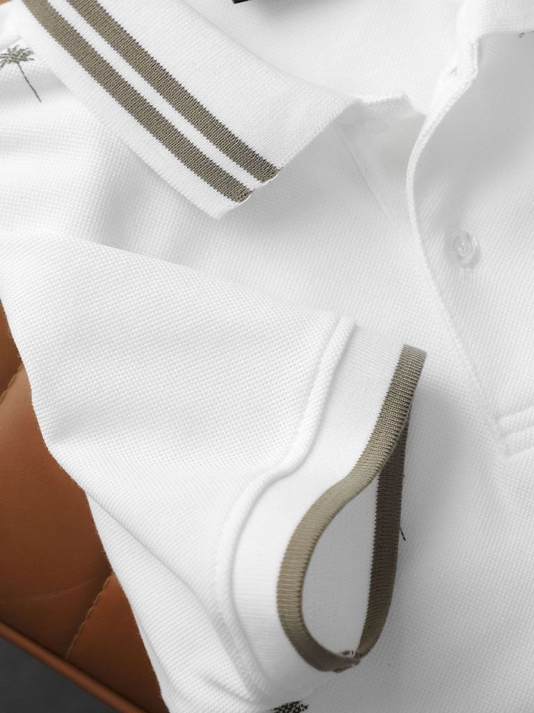 Áo Polo Miniprint White Tropical