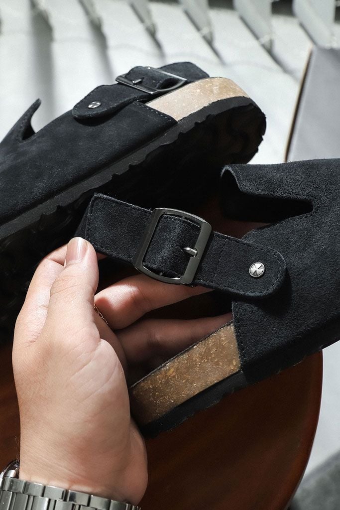 Dép Suede Clogs Mules Ankle Strap