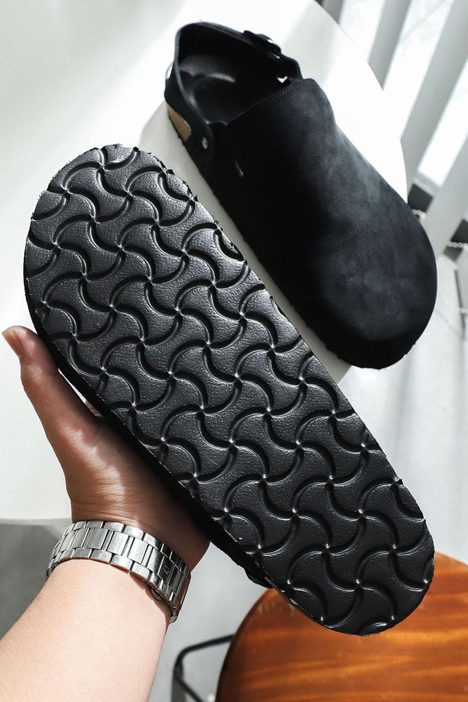 Dép Suede Clogs Mules Ankle Strap