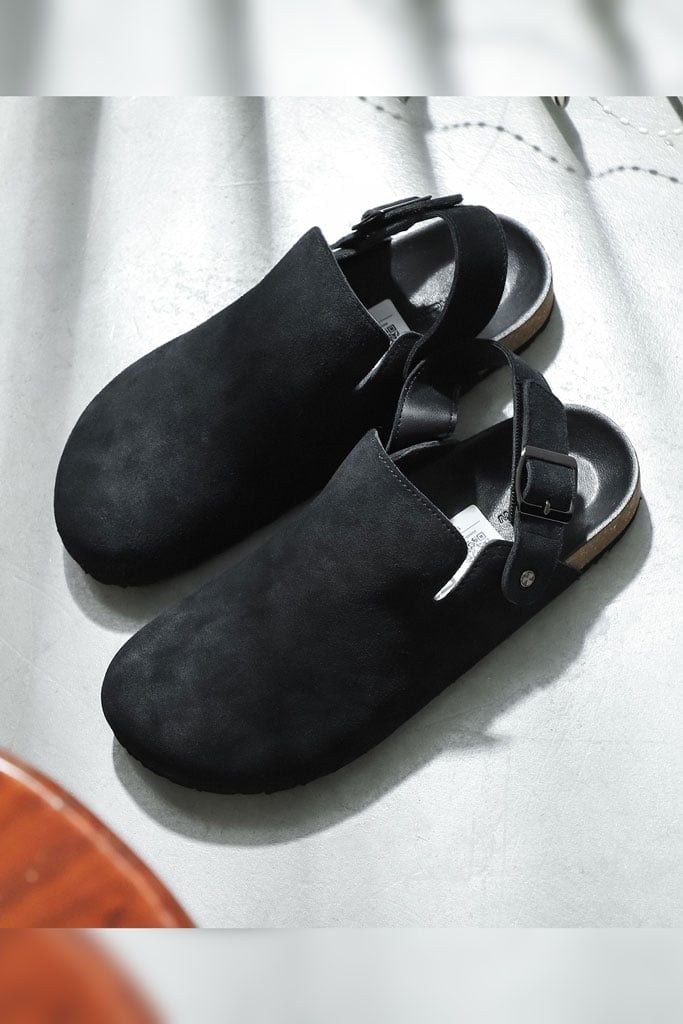 Dép Suede Clogs Mules Ankle Strap