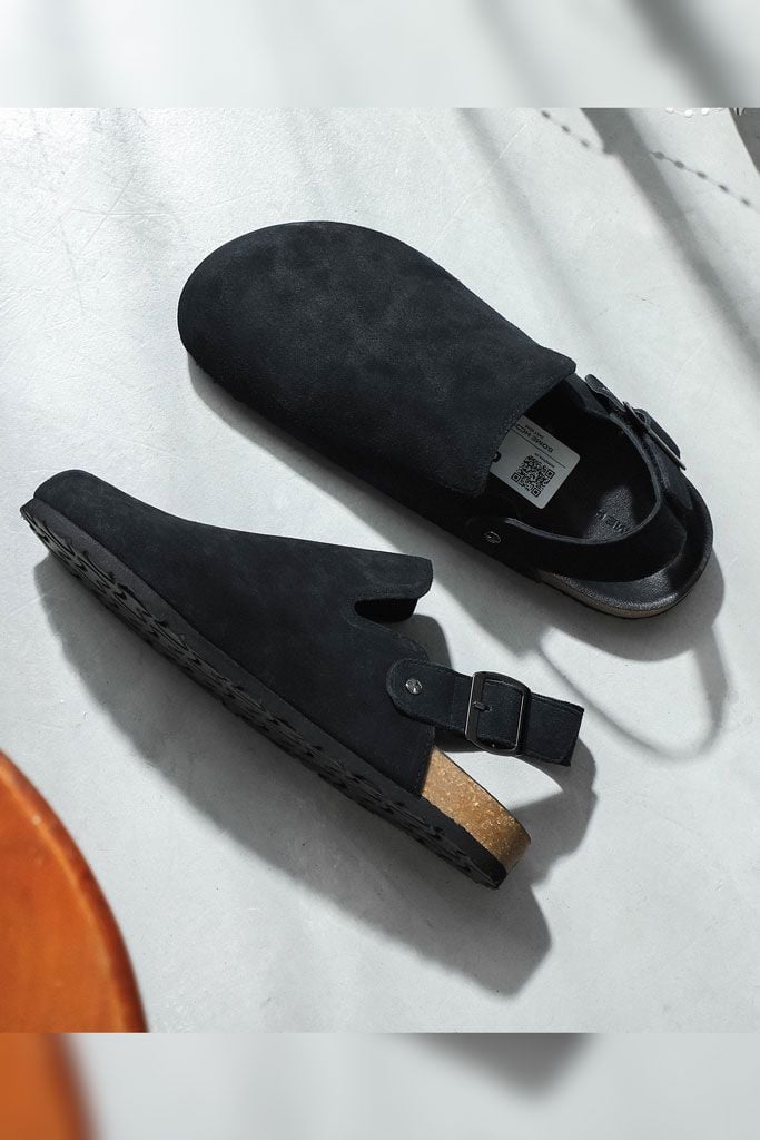 Dép Suede Clogs Mules Ankle Strap