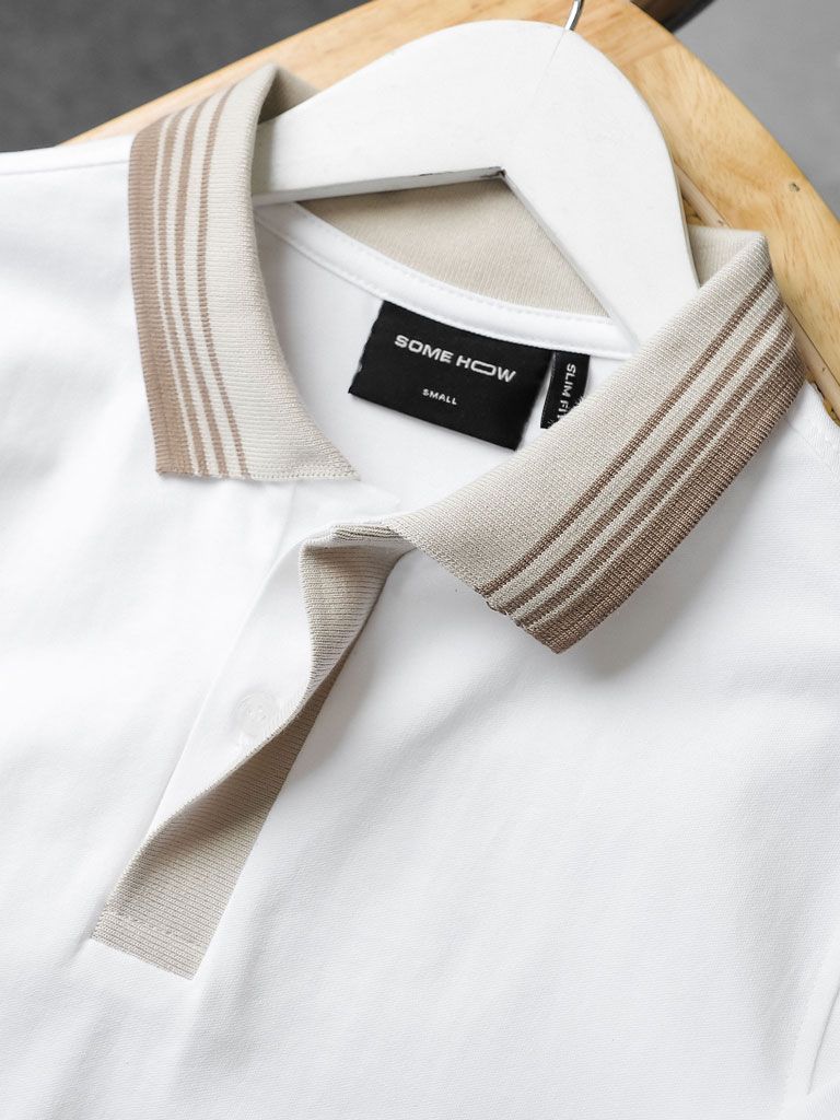 Áo Polo Hidden Beige Collarline