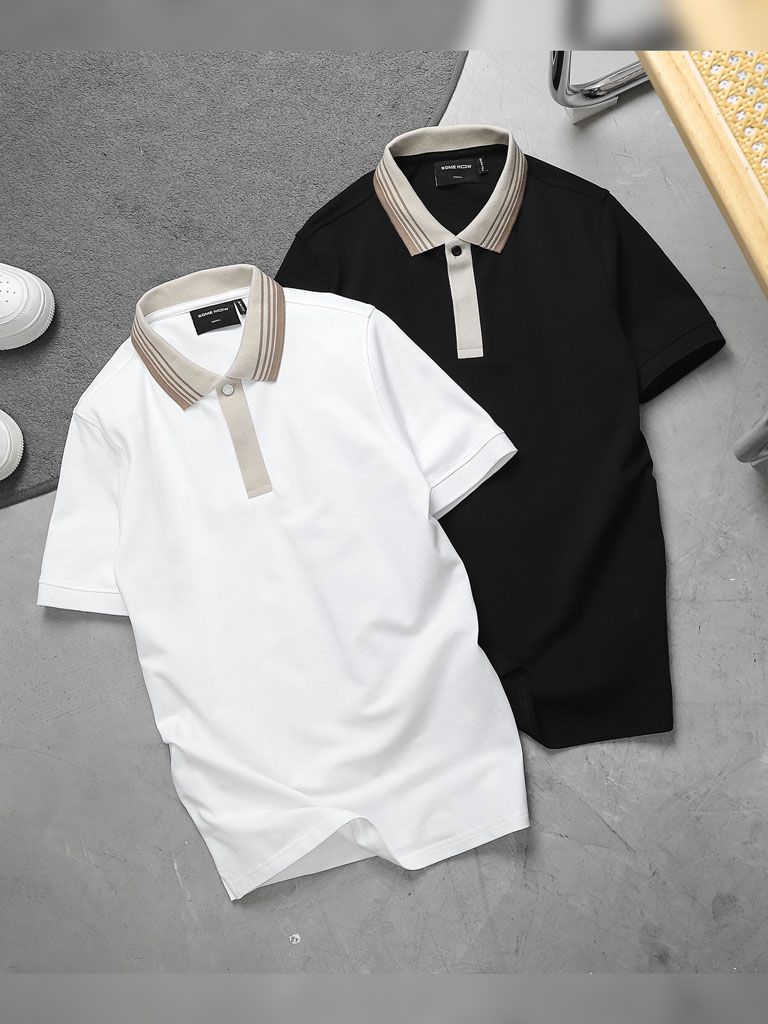 Áo Polo Hidden Beige Collarline