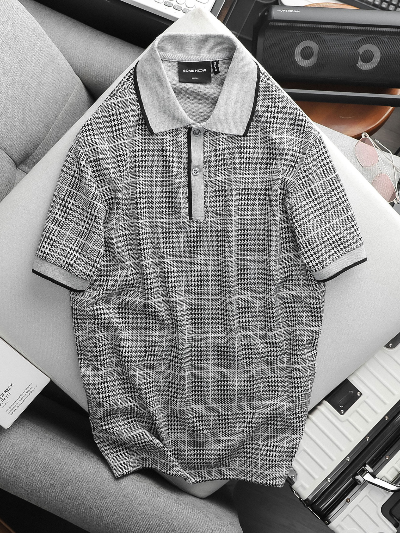 Set Polo Short Grey Check