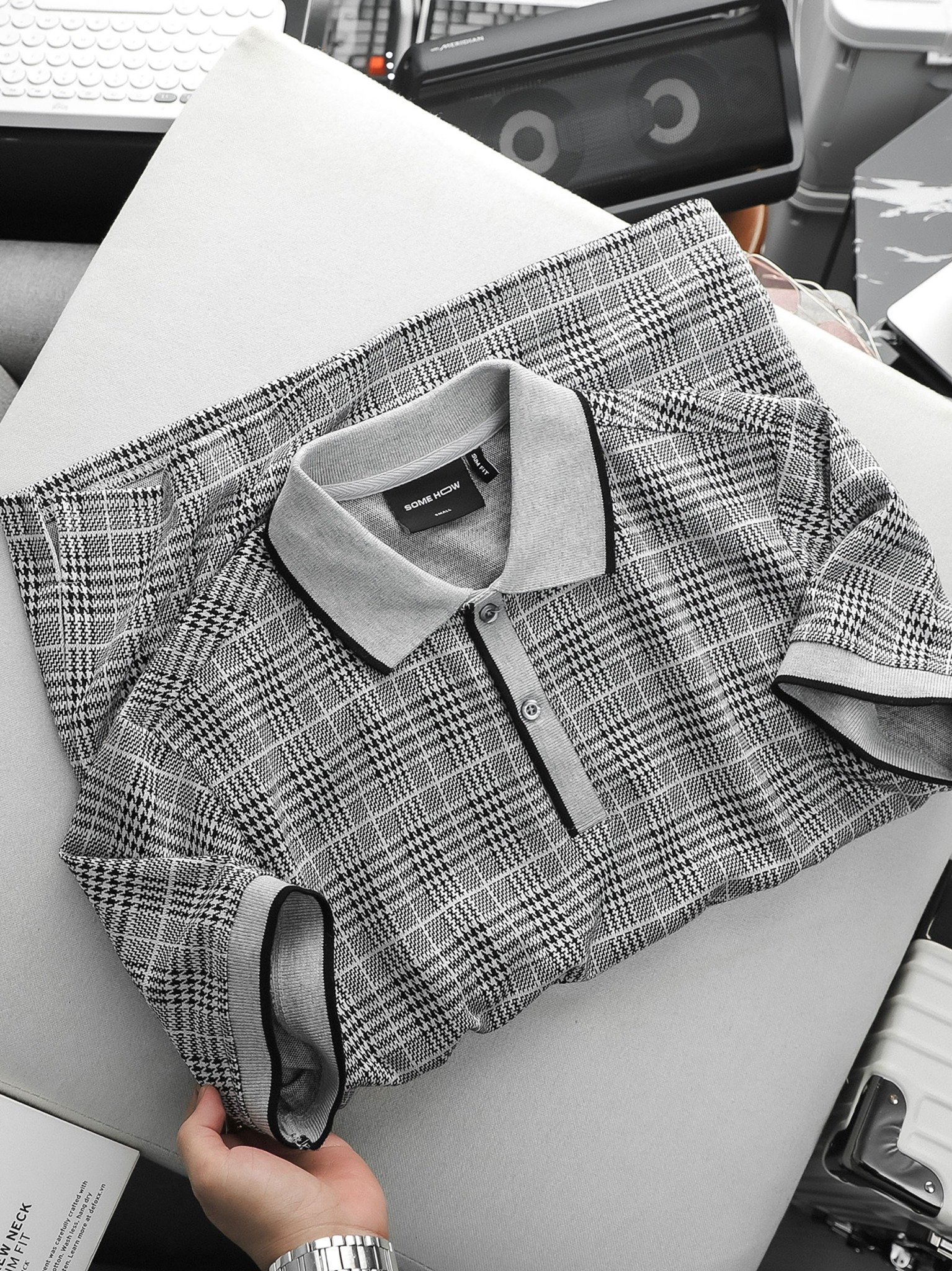 Set Polo Short Grey Check