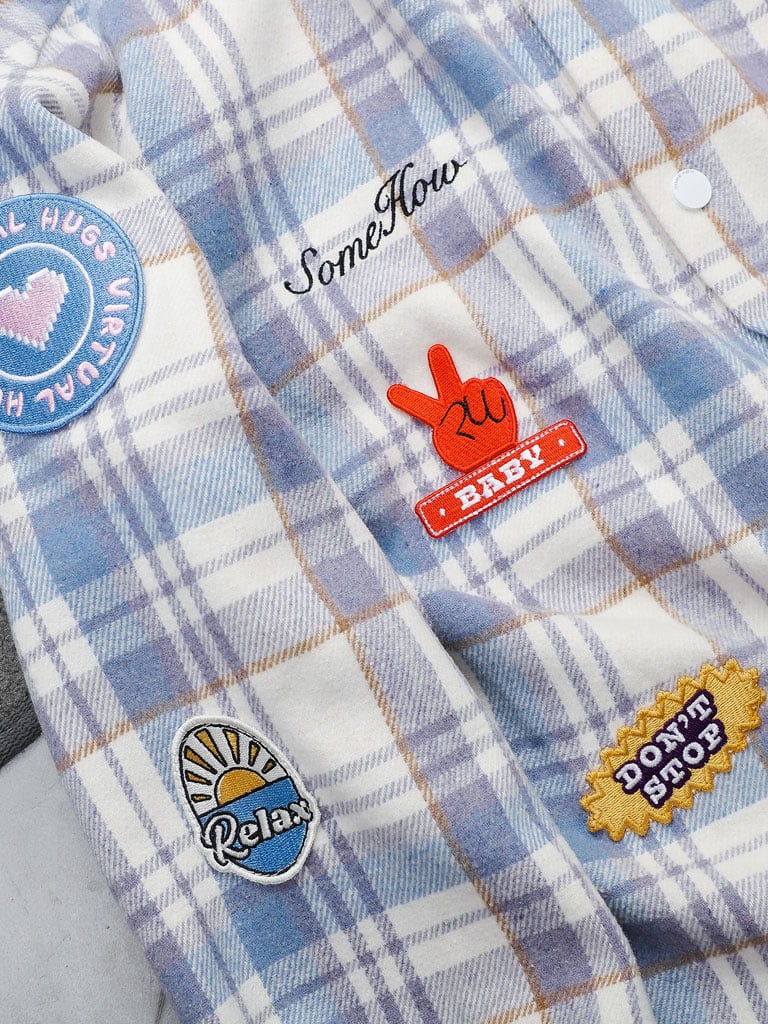 Áo Khoác Flannel Stickers The Checked