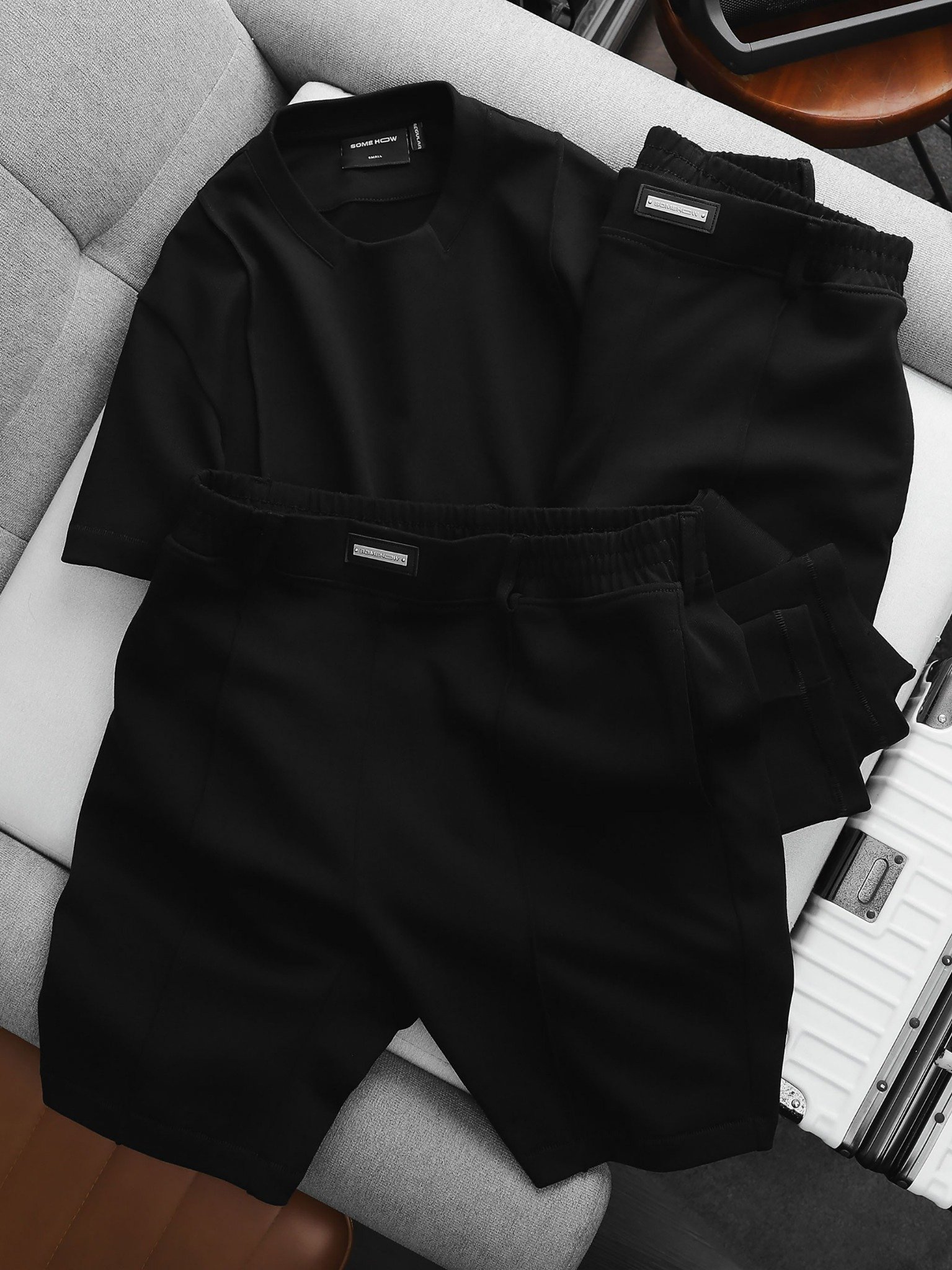 Set Premium Black T-shirt Pant Options 360GSM