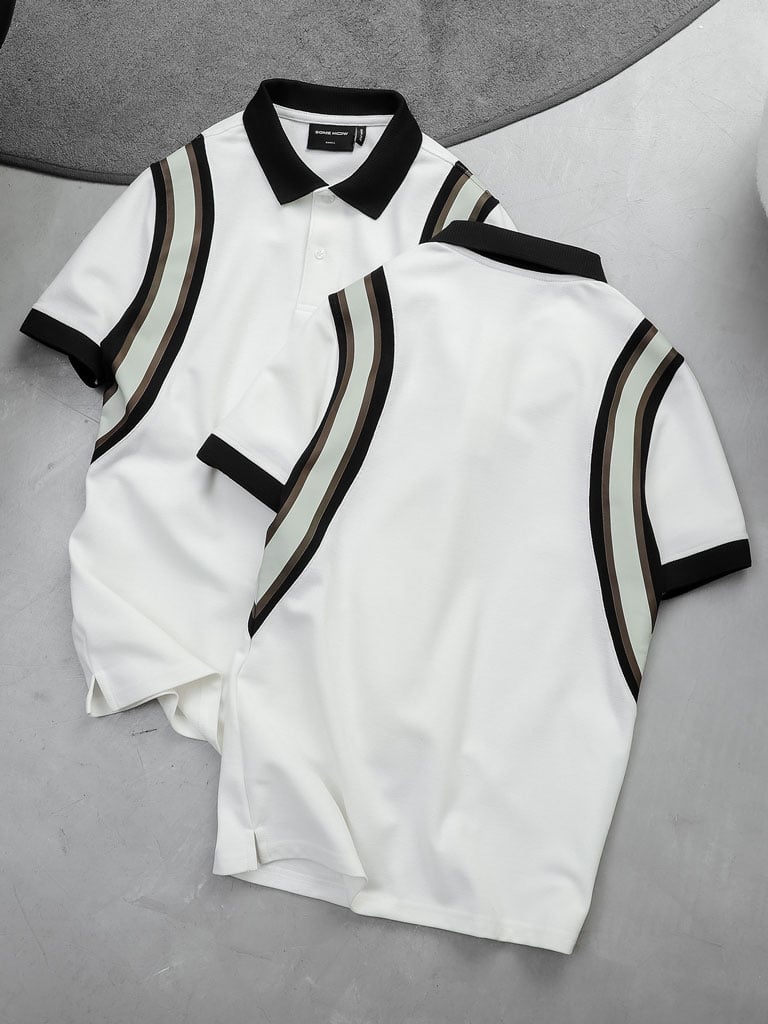 Áo Polo Black Shoulder Stripes