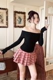 Đầm Ngắn OffShoul The Checked Skirt
