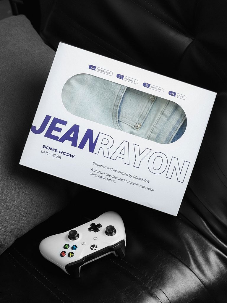 Quần Jean Rayon Slim Sat White Blue