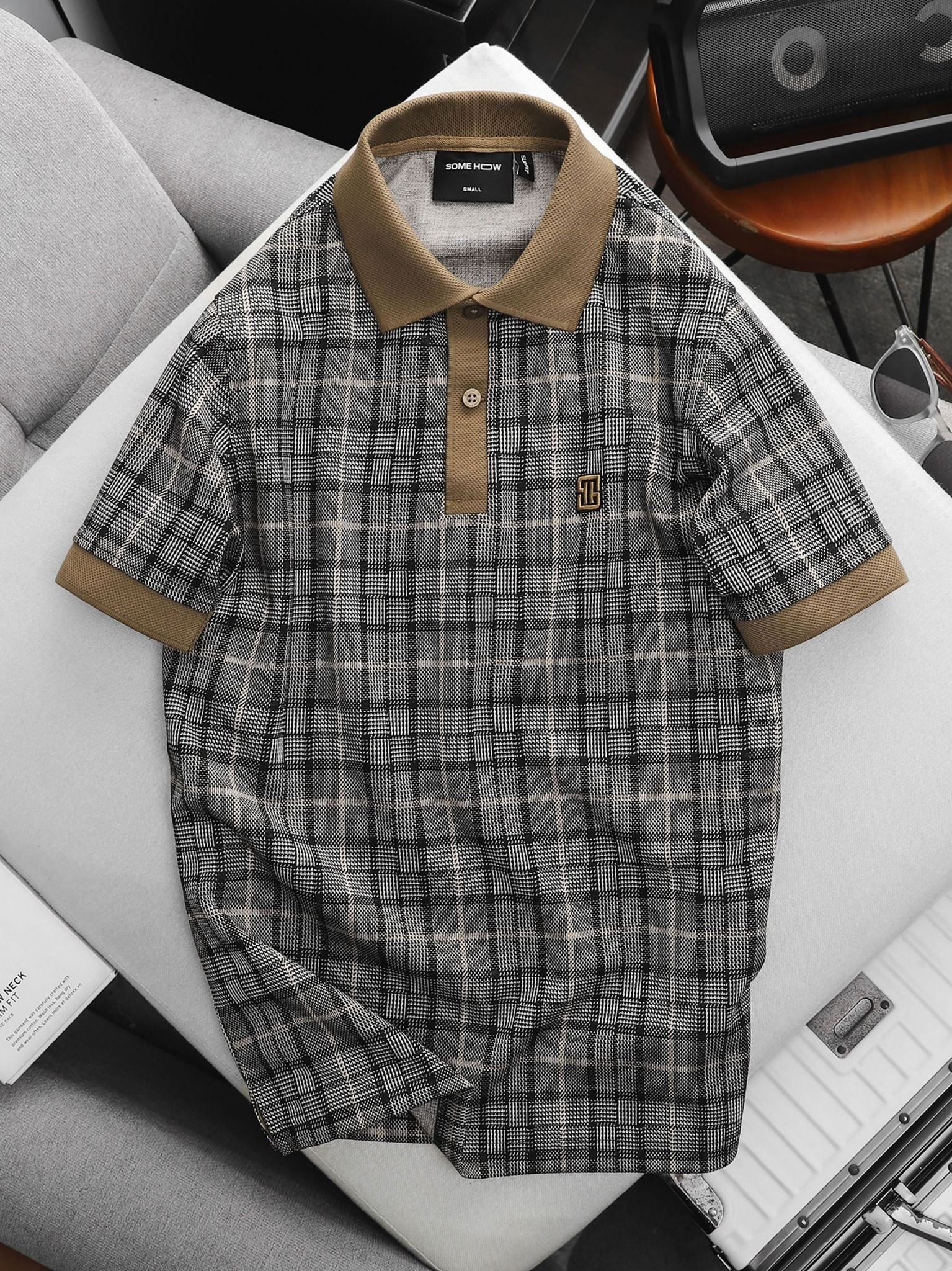 Áo Polo Glen Check Brown