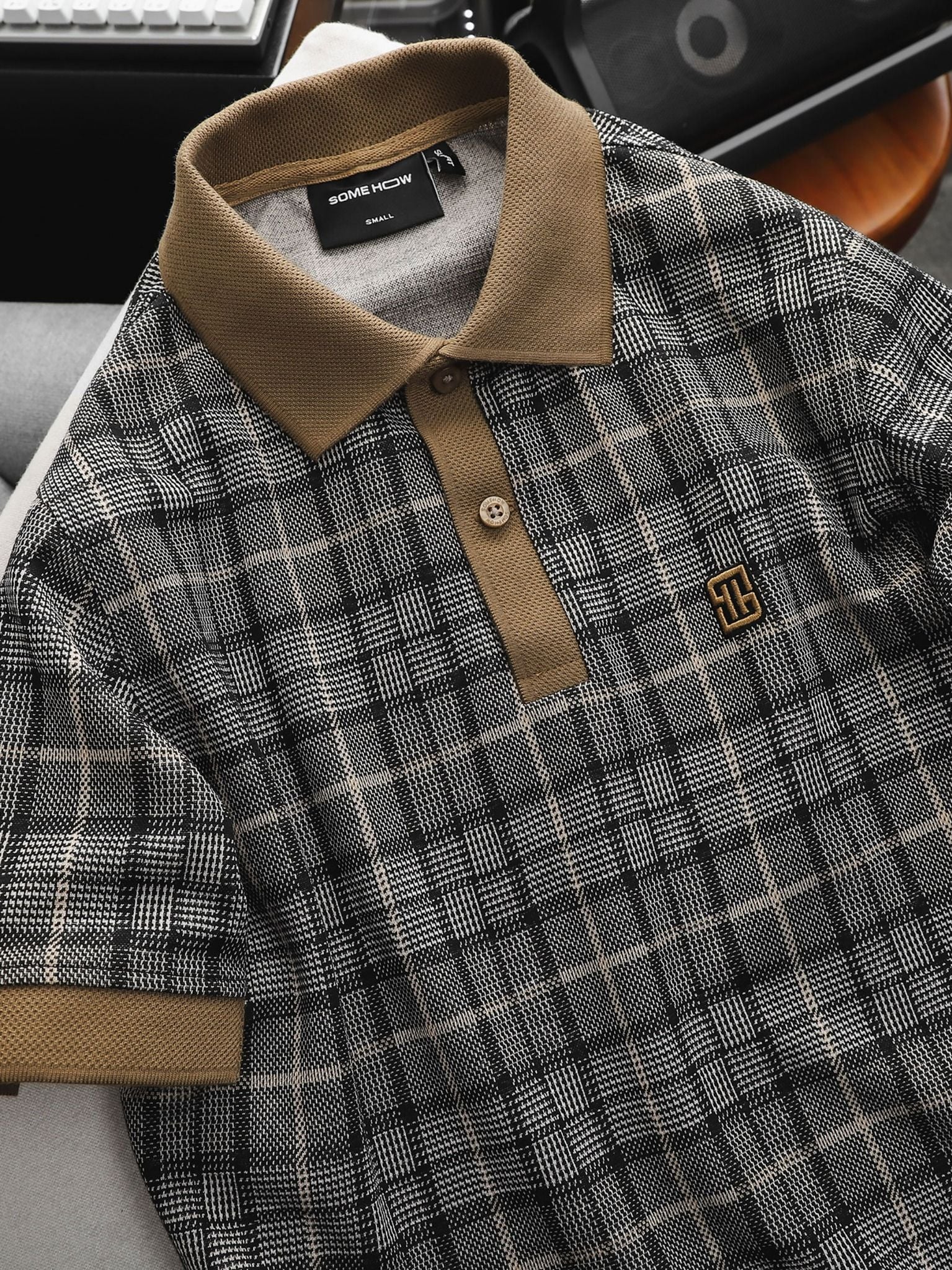 Áo Polo Glen Check Brown