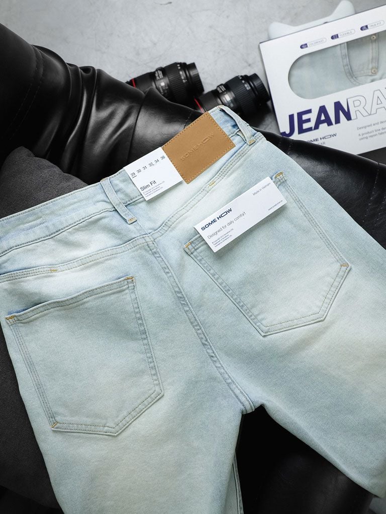 Quần Jean Rayon Slim Sat White Blue