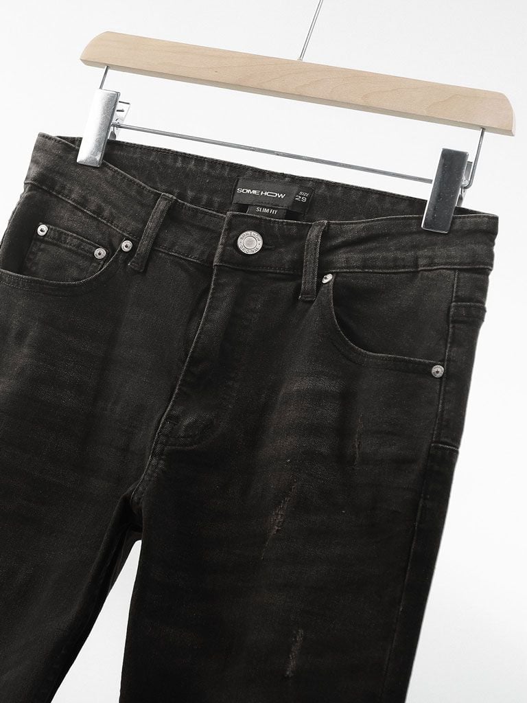 Quần Jean Slim Chainrip Tropical Black
