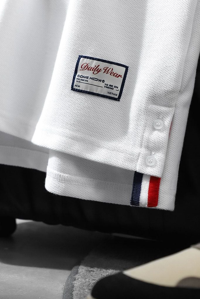 Áo Polo Collage Piece White