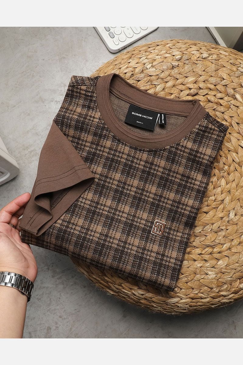 Áo Thun The Checked Brown Sleeves