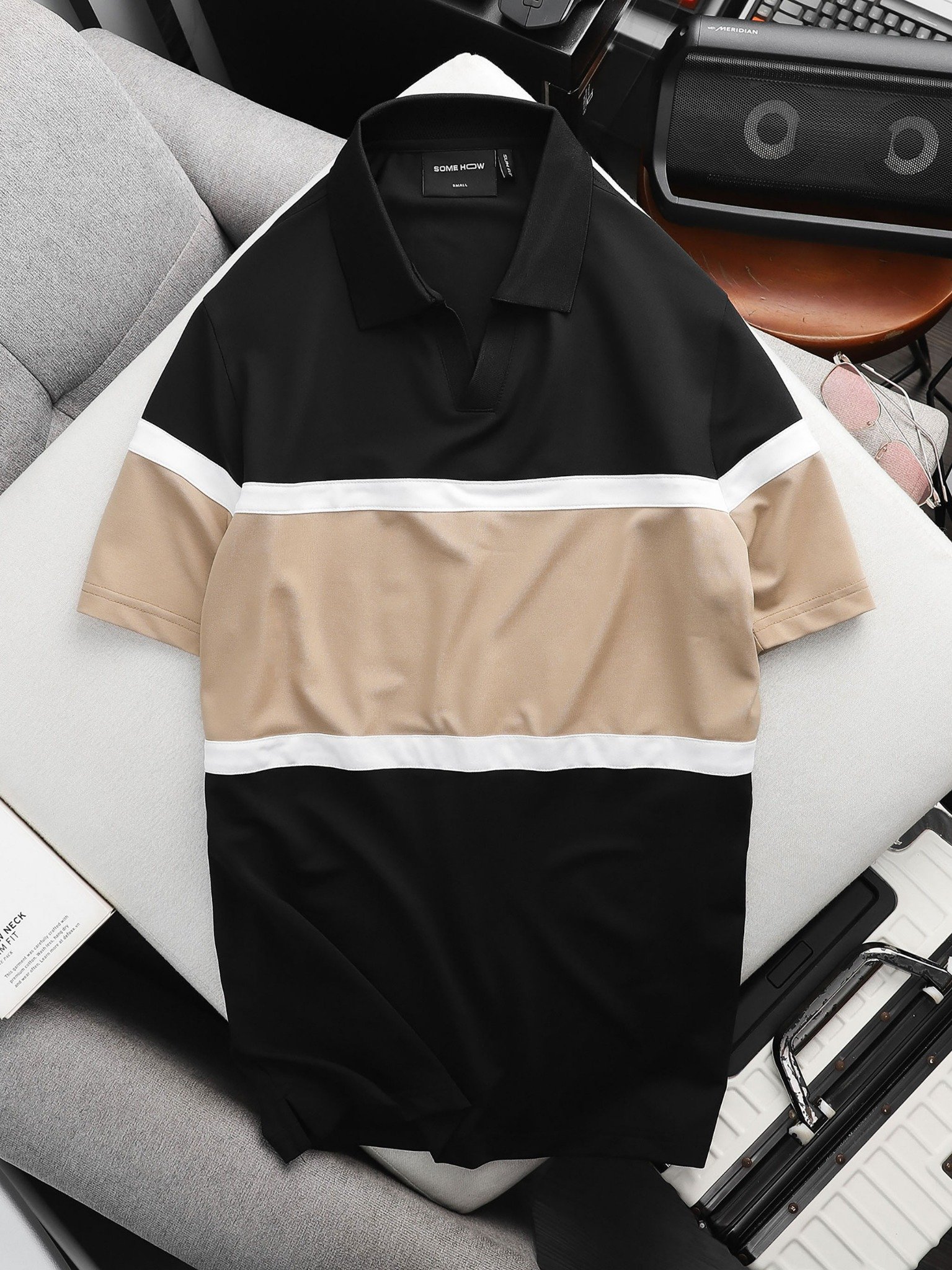 Áo Polo Midlane Beige Black White