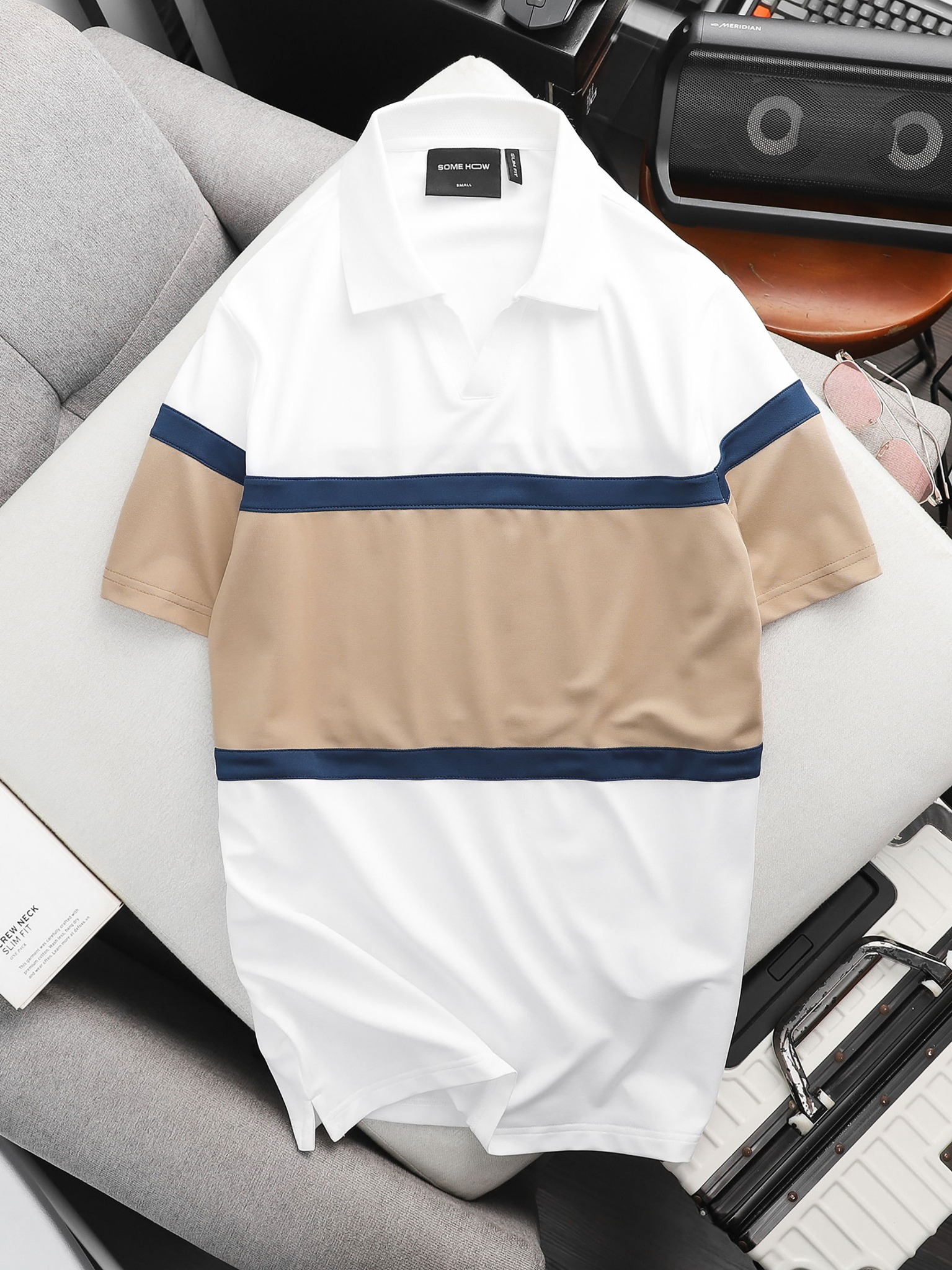 Áo Polo Midlane Beige Black White