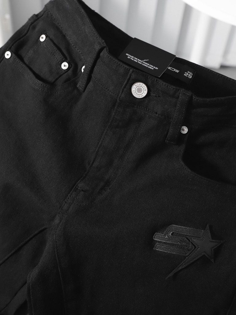 Quần Jean Flare Details Black