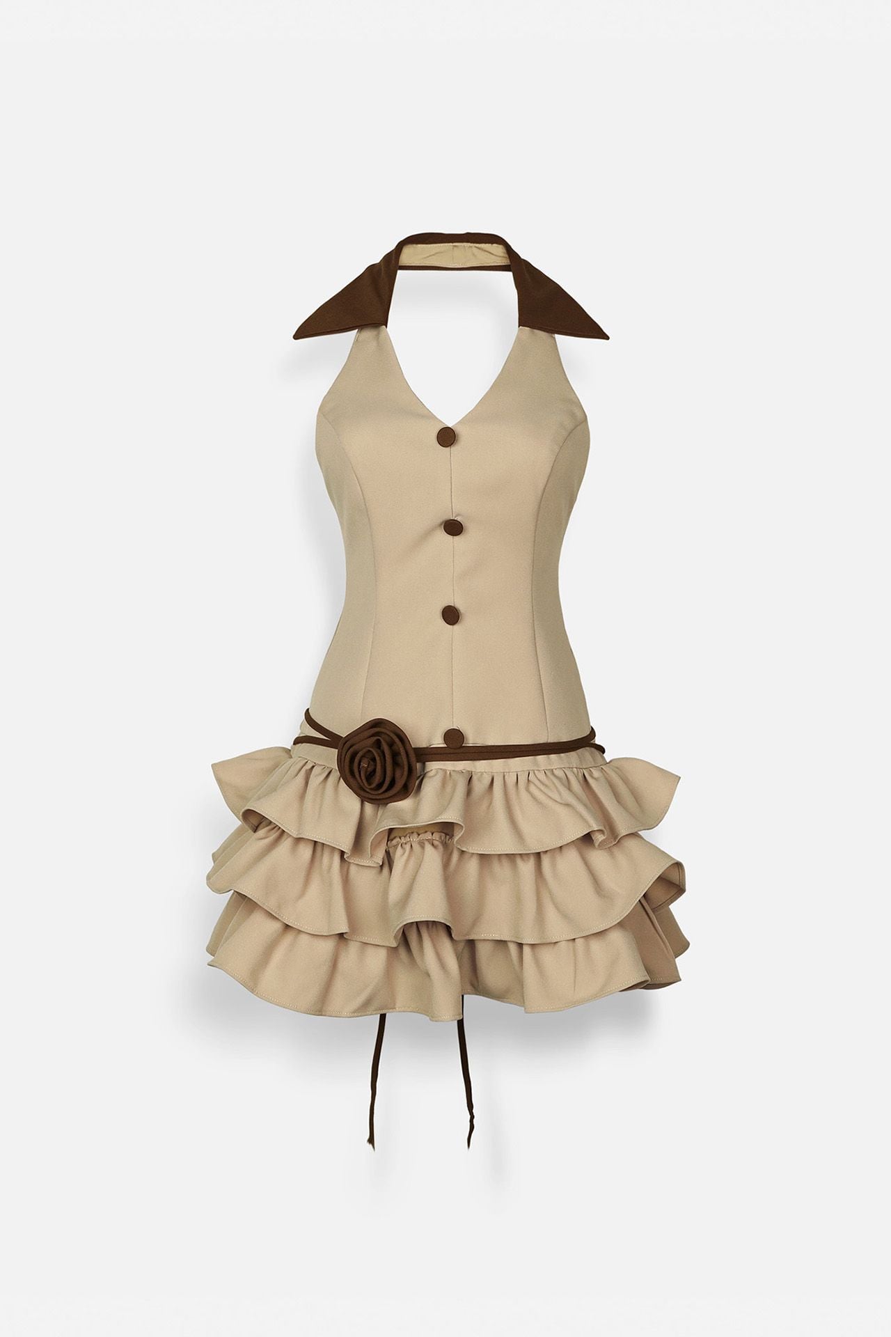 Đầm Ngắn Halter Collar Pleatshort