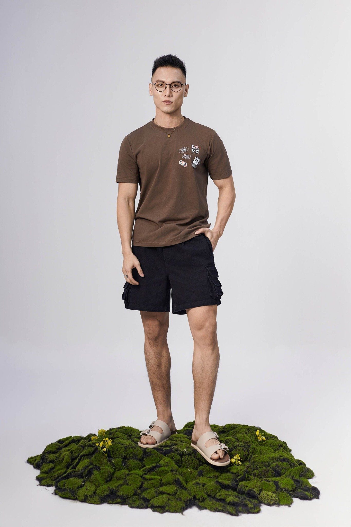 Quần Short Cargo Khaki Basic