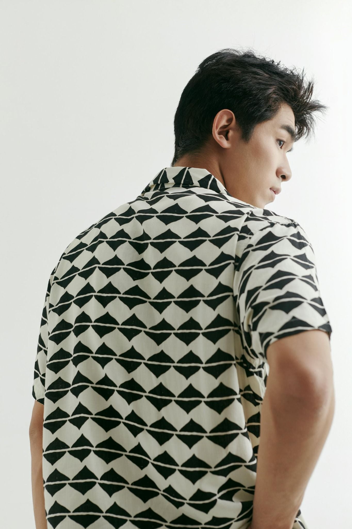 Áo Sơ Mi Cuban Black Block Pattern