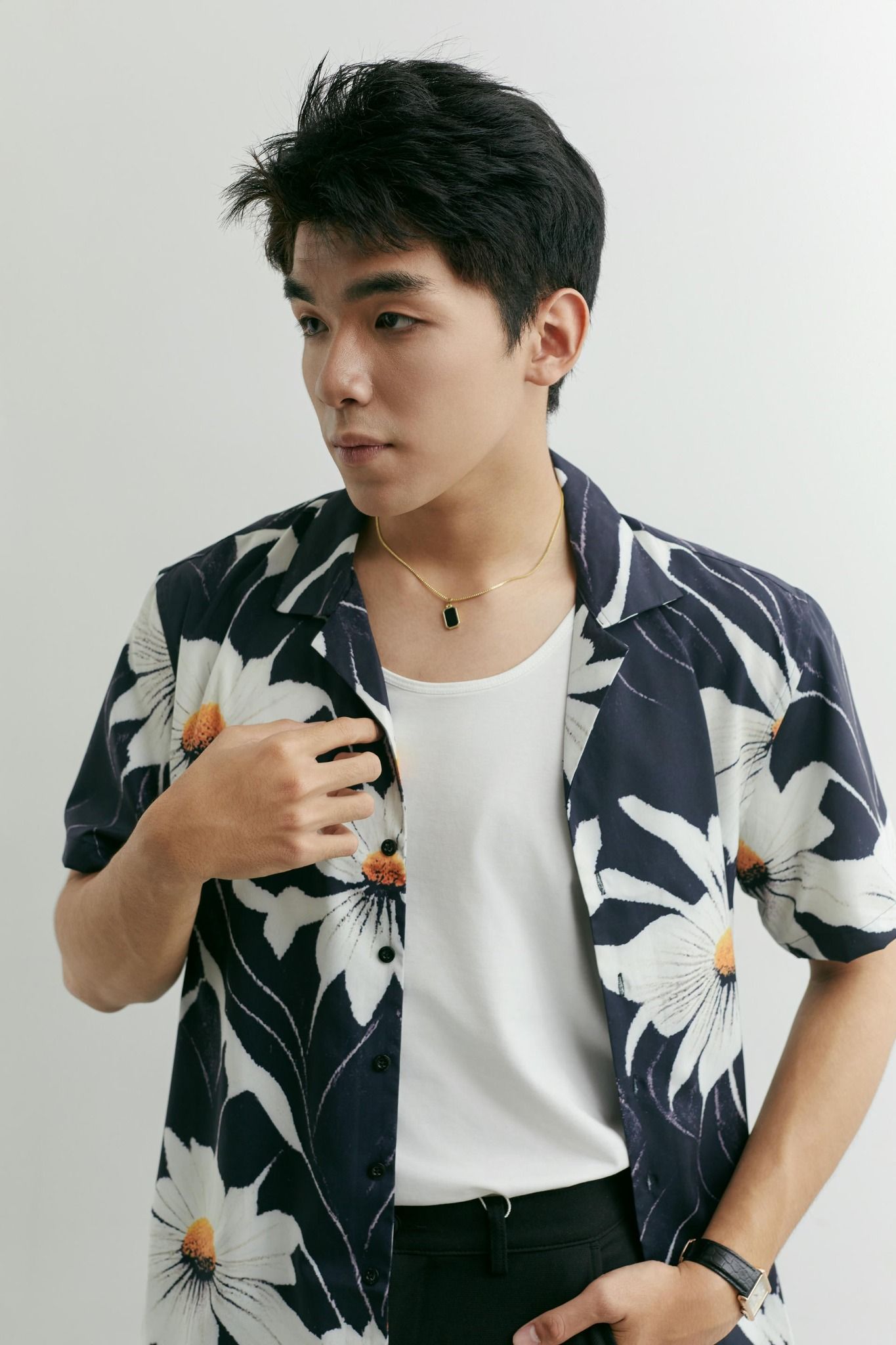 Áo Sơ Mi Cuban Black Flower