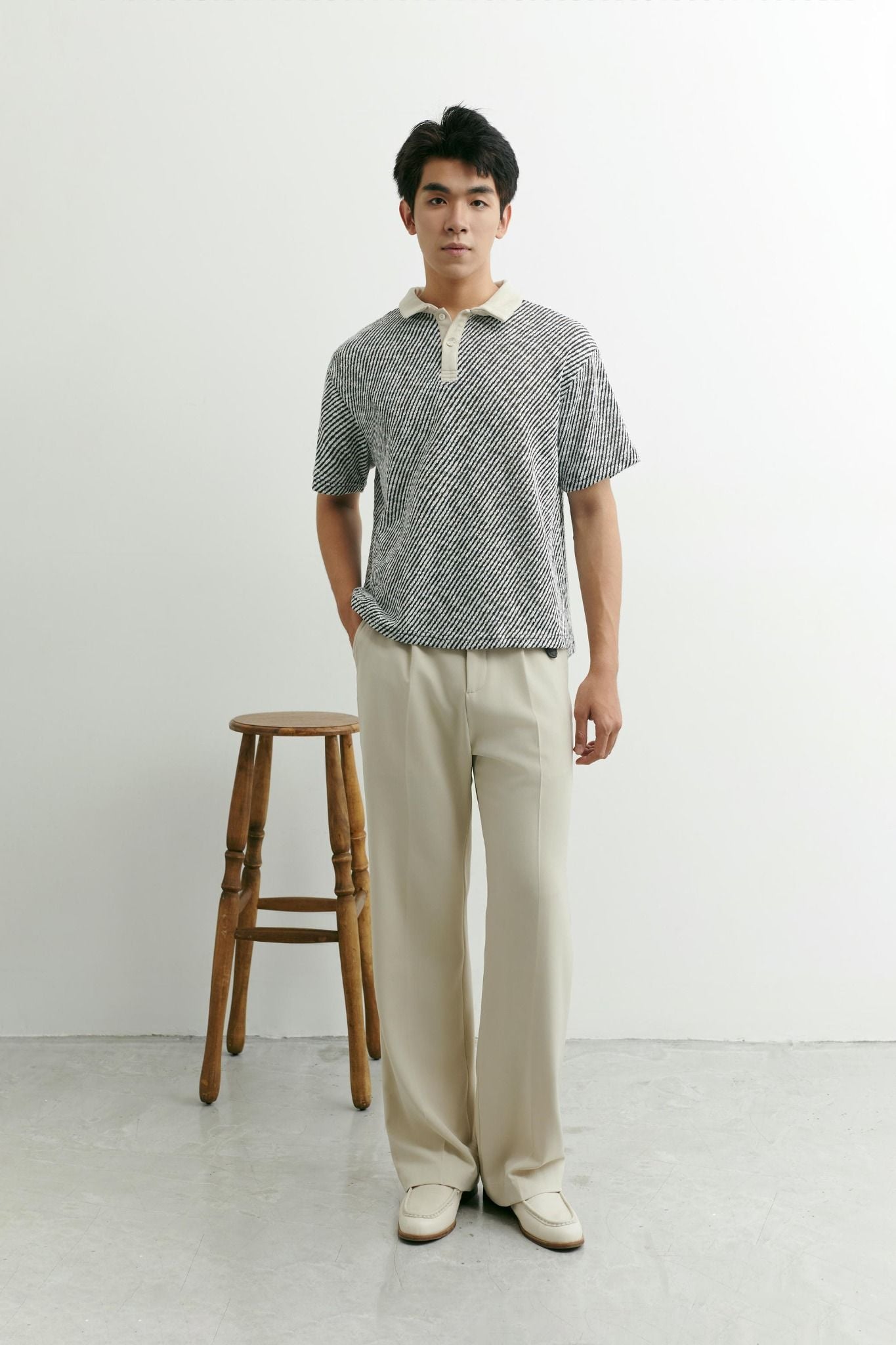 Áo Polo Boxy Diagline Colors