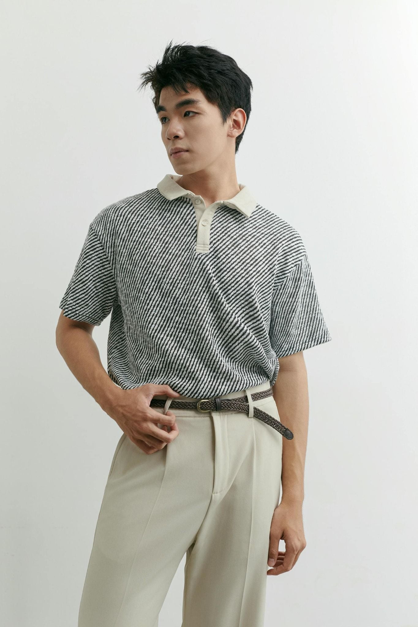 Áo Polo Boxy Diagline Colors