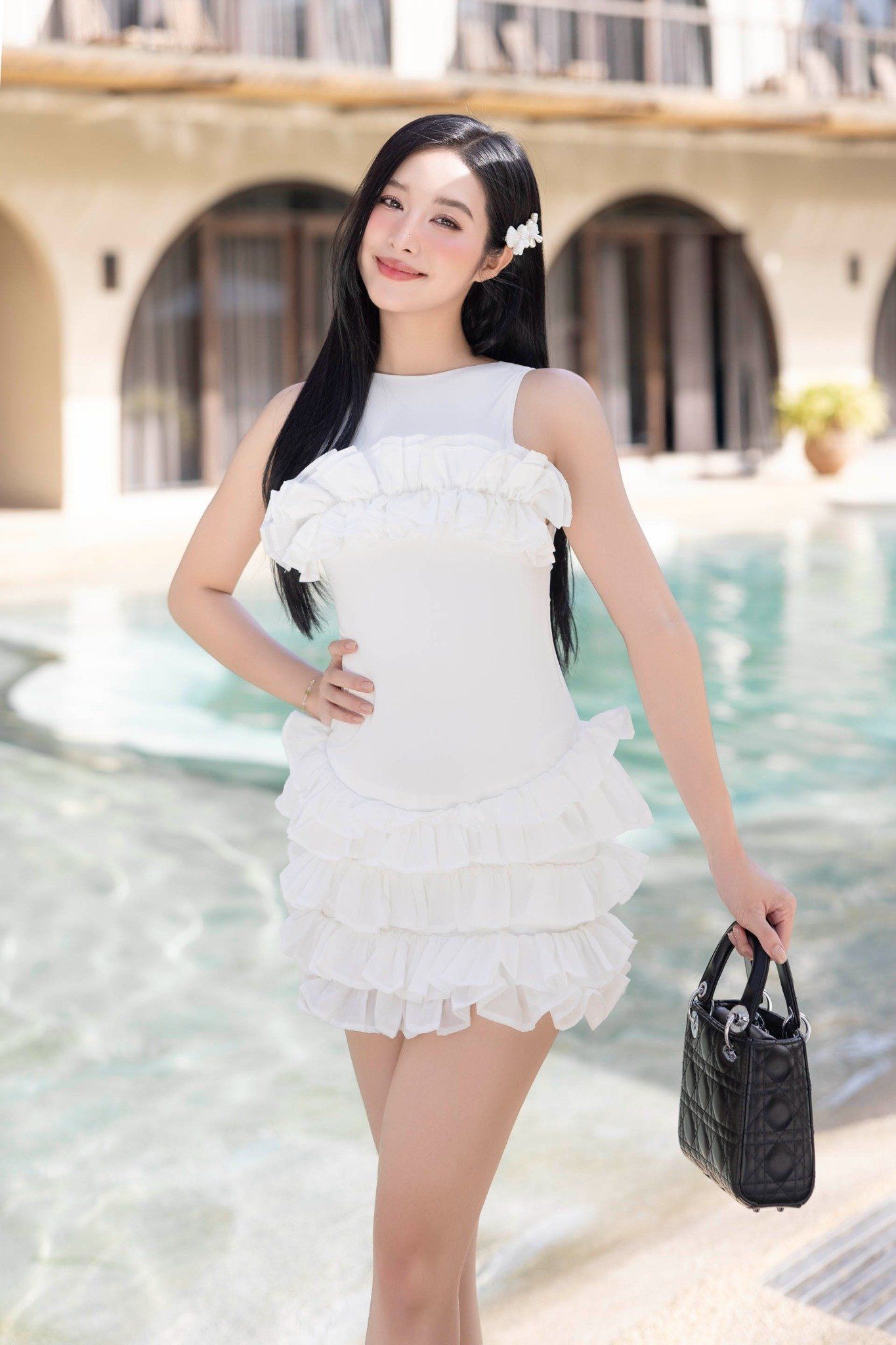 Đầm Ngắn Rufflayer White