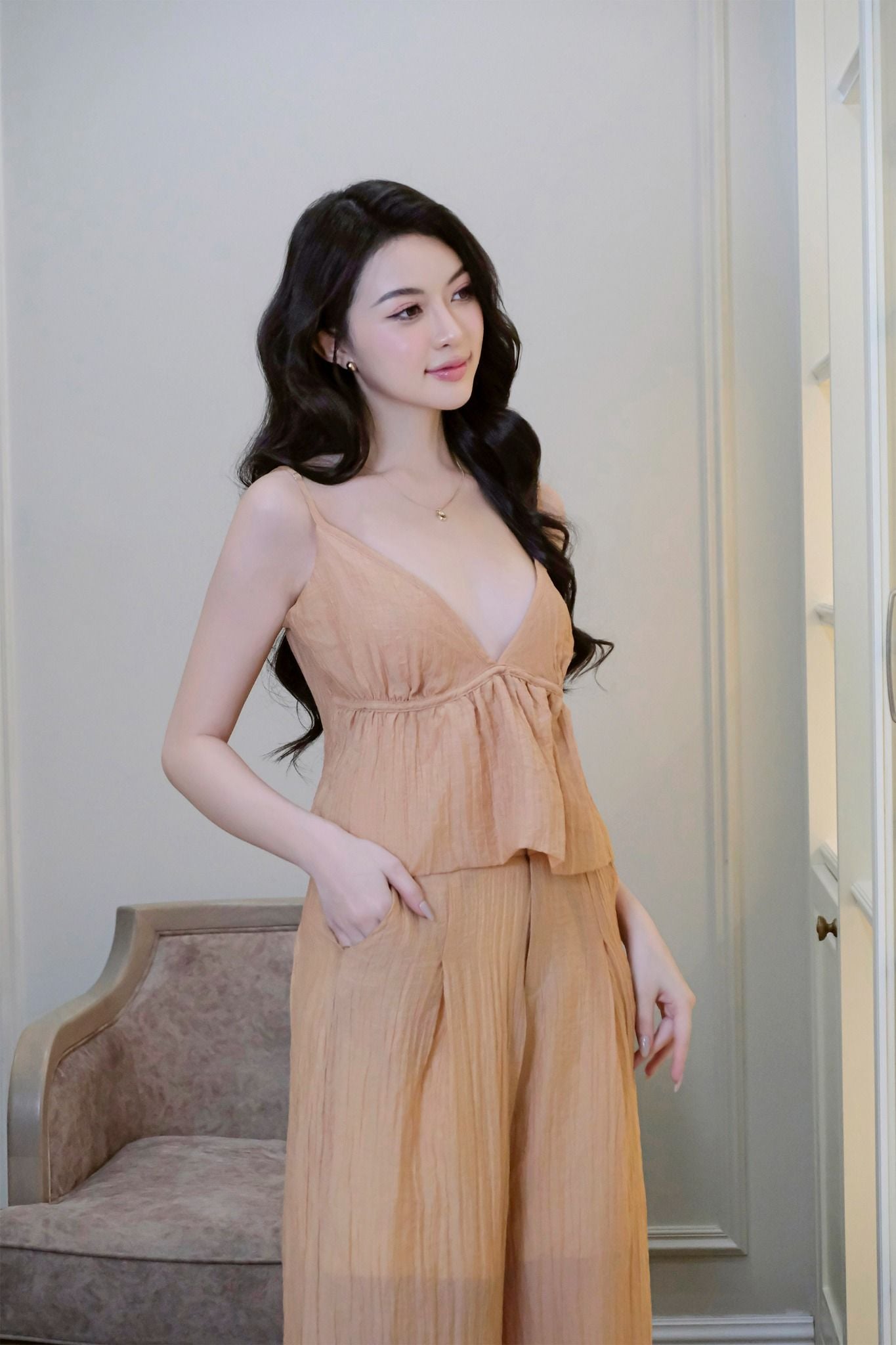 Set String Top Loose Pant Mango