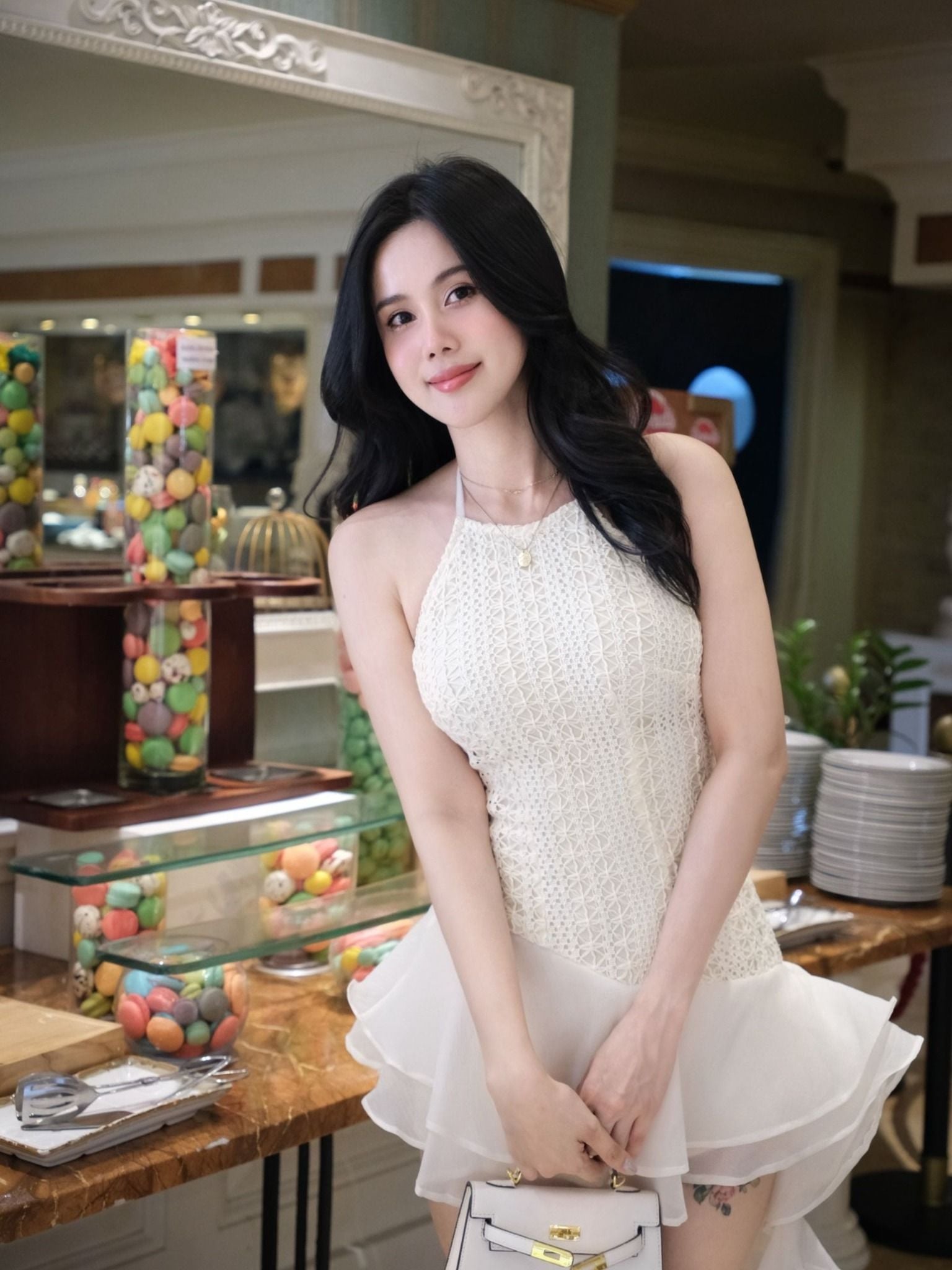 Đầm Ngắn Halter Lacenet