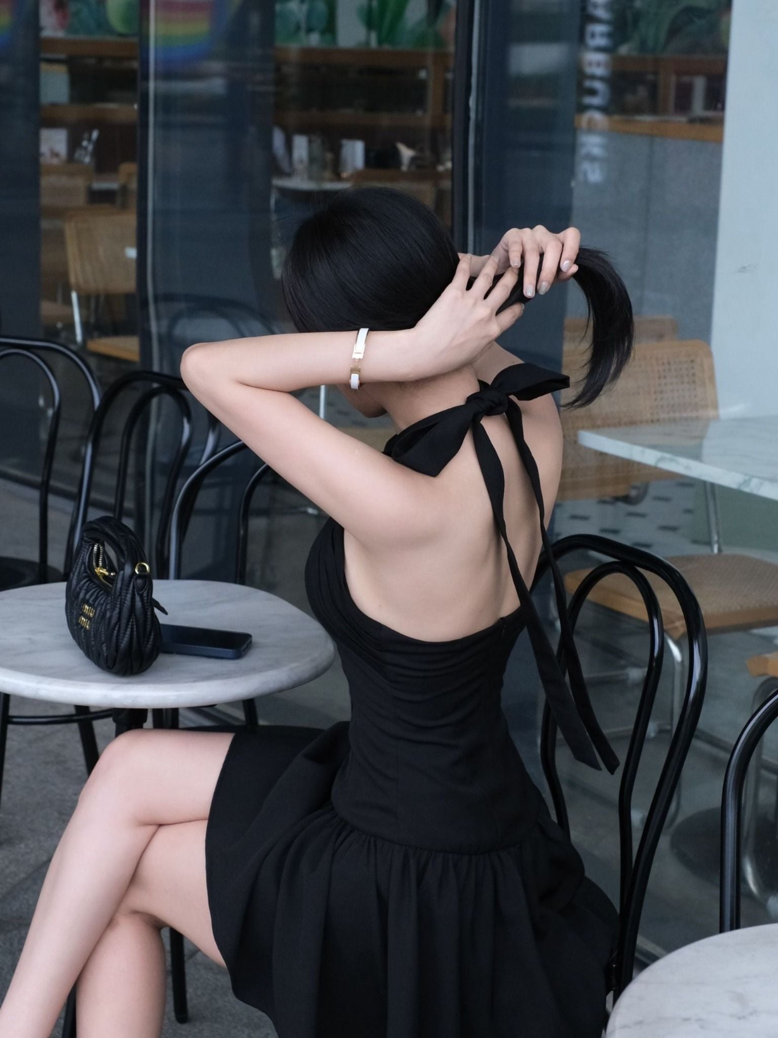 Đầm Ngắn Halter x Bowtie