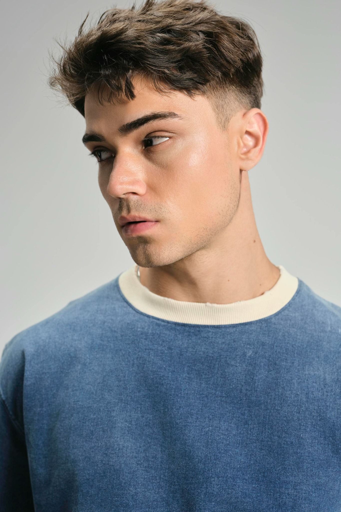 Áo Thun Boxy Denim Beige Round