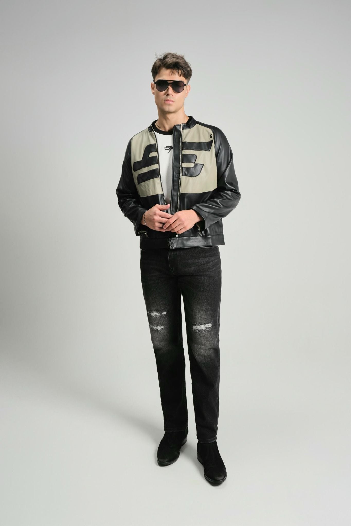 Quần Jean Slim Knee Sewing Black