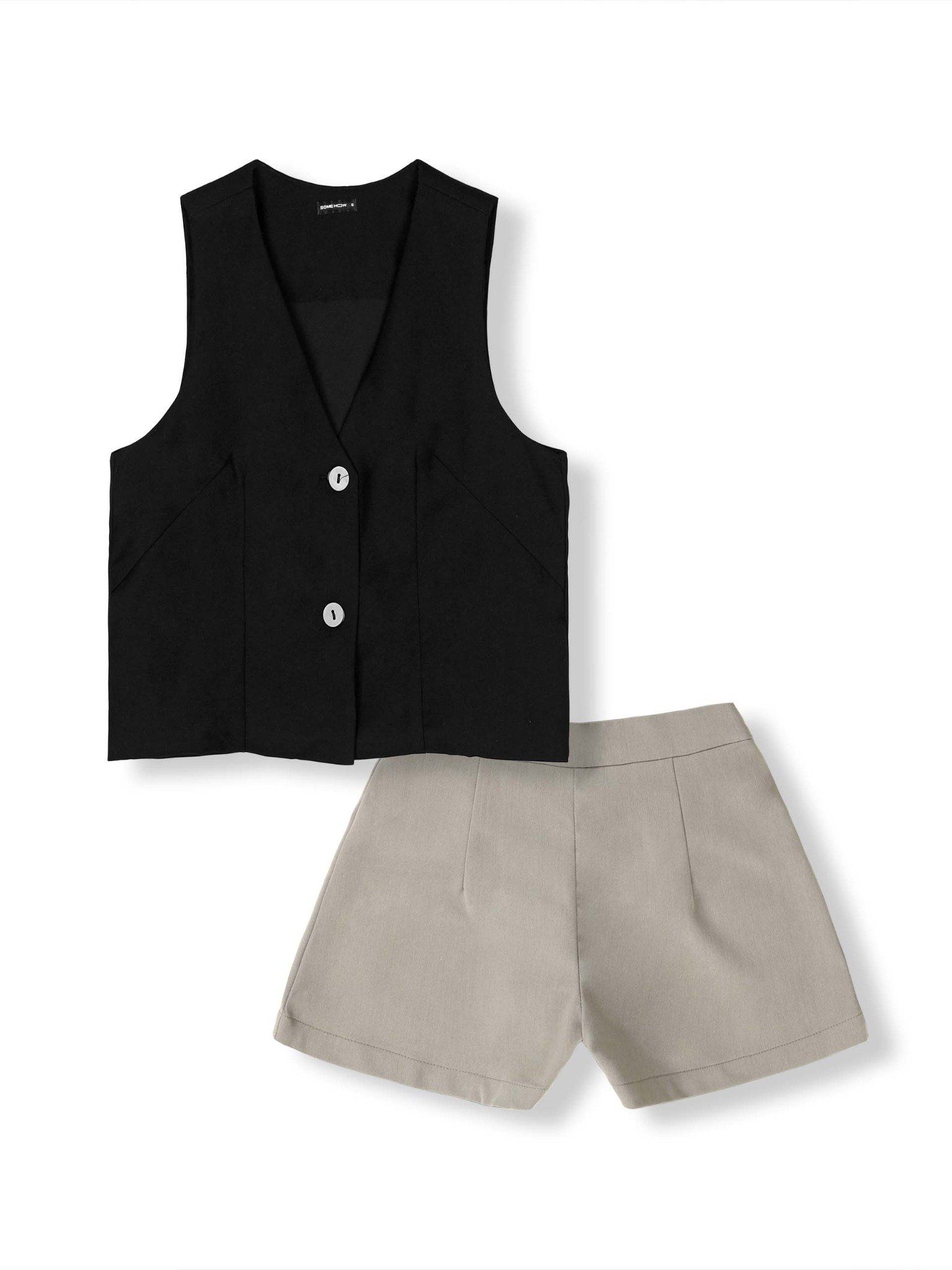 Set Áo Gile Black Basic Short