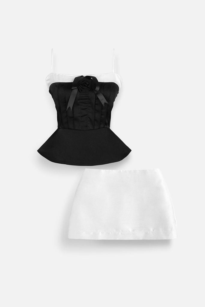  Set String Floral Top Short Skirt 