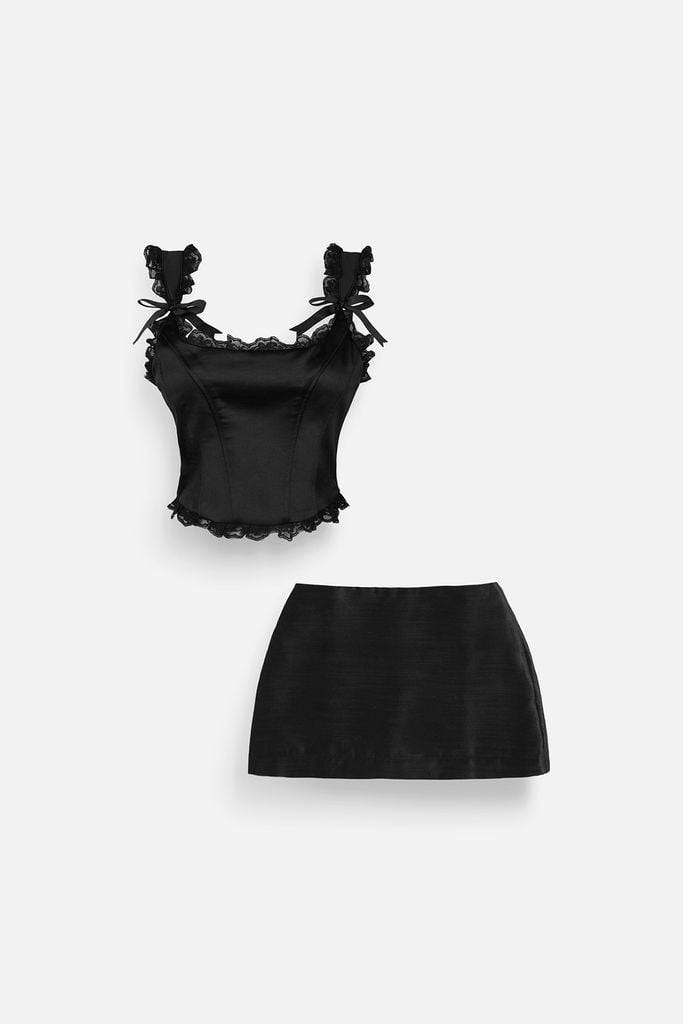  Set Lace Corset Top Short Skirt 