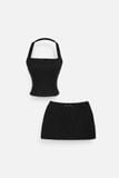 Set Halter Top Short Skirt Cotton