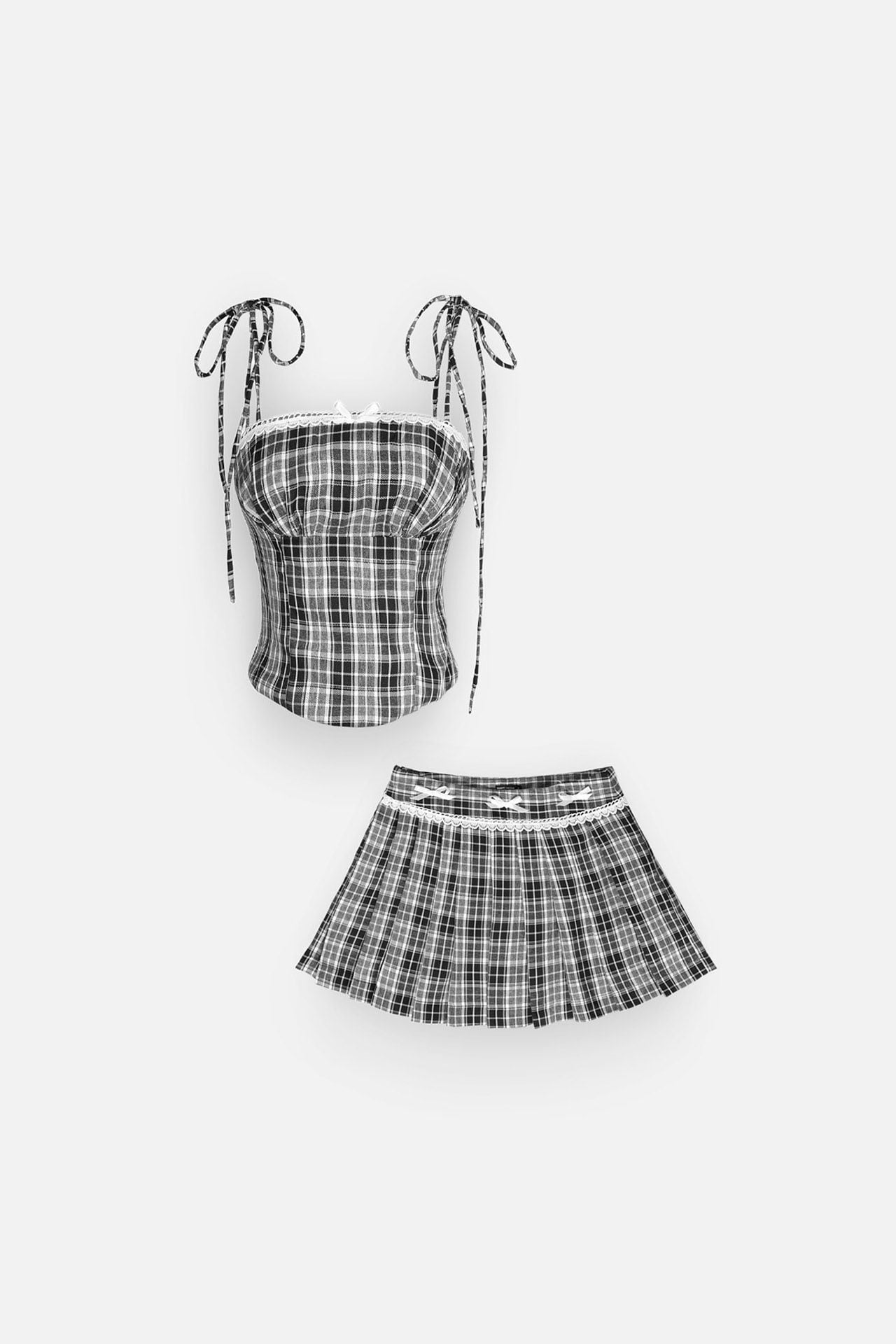 Set String Tube Short Skirt The Checked