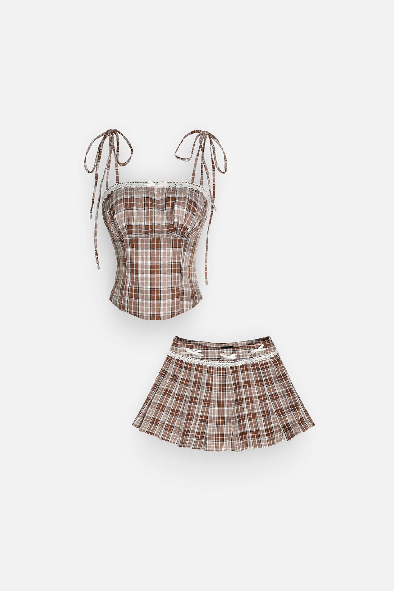 Set String Tube Short Skirt The Checked