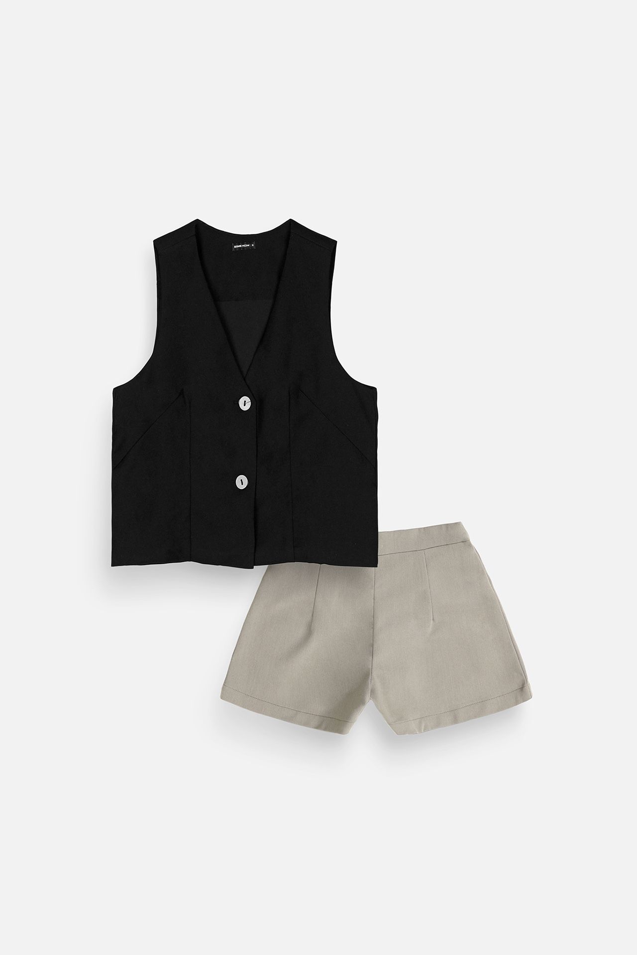 Set Áo Gile Black Basic Short