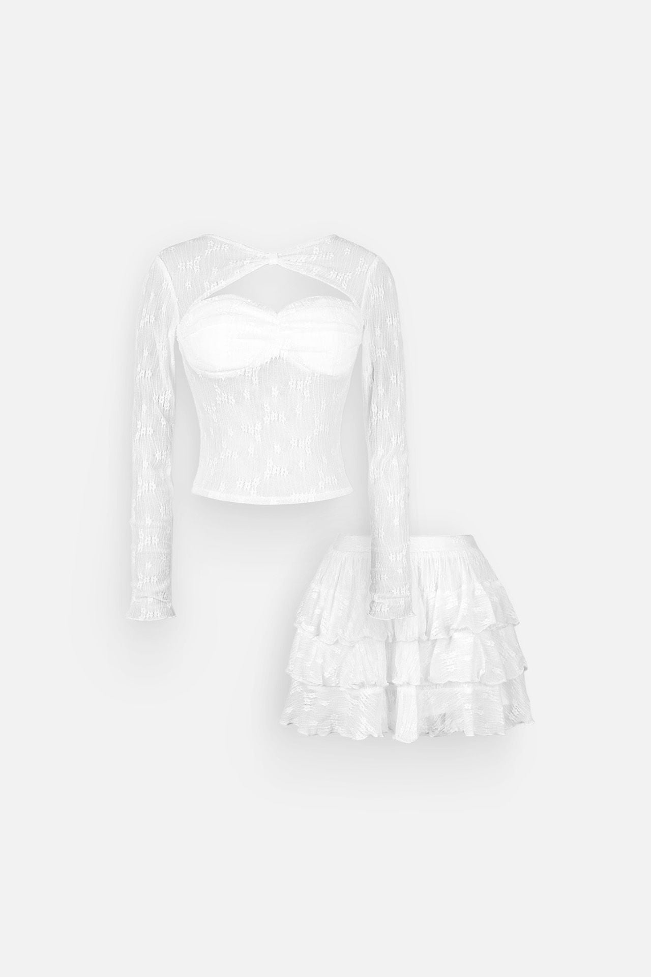 Set Girly Long Sleeves Floral Lacenet