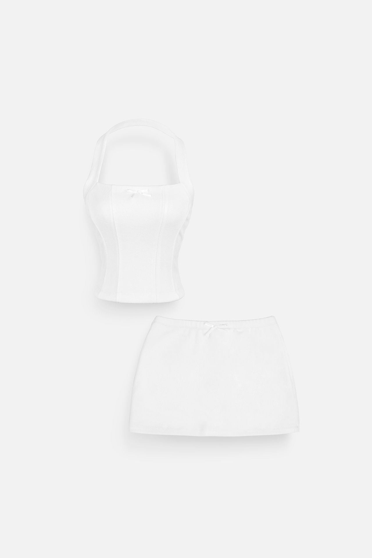 Set Halter Top Short Skirt Cotton