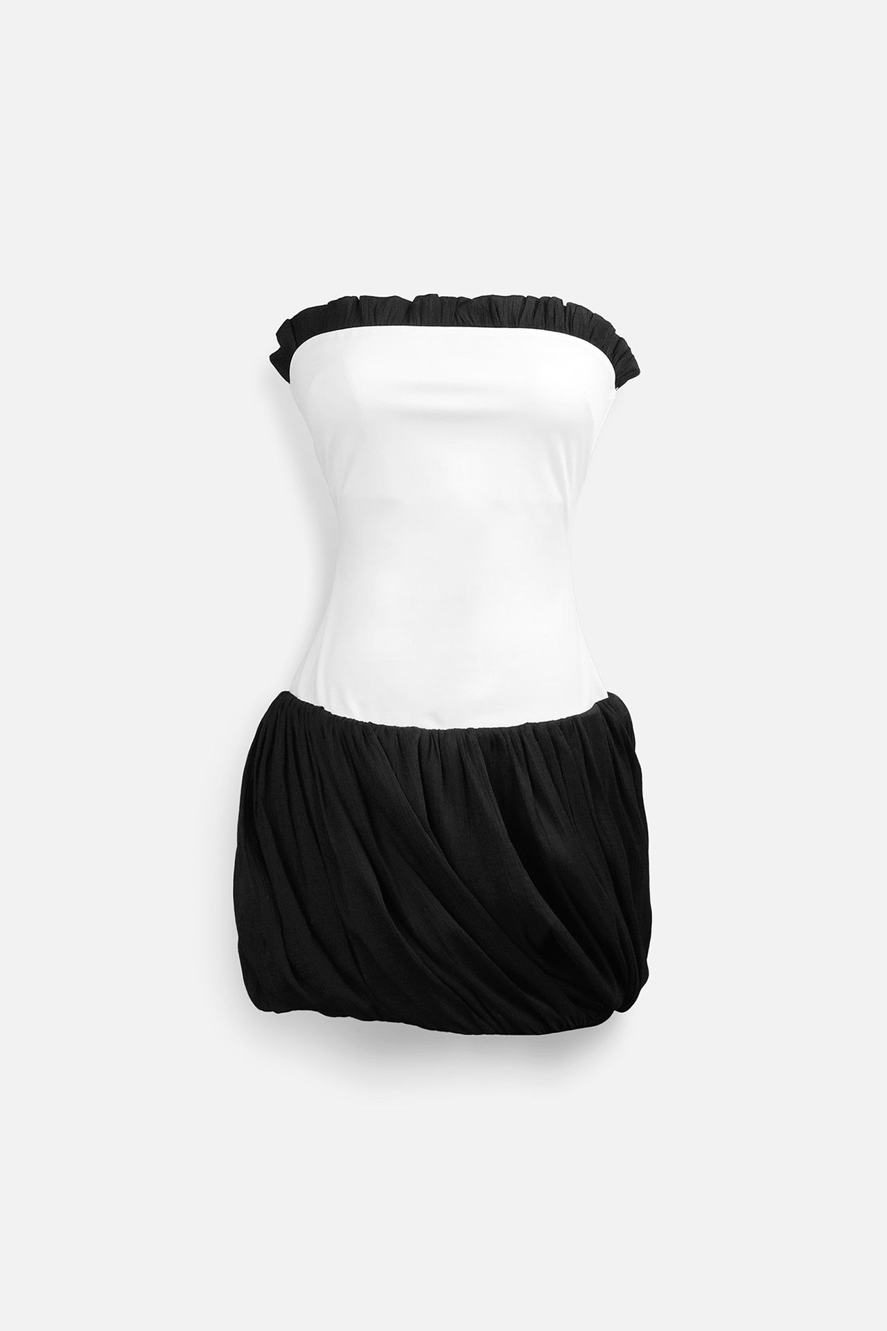 Đầm Ngắn Strapless Ruffled Hem