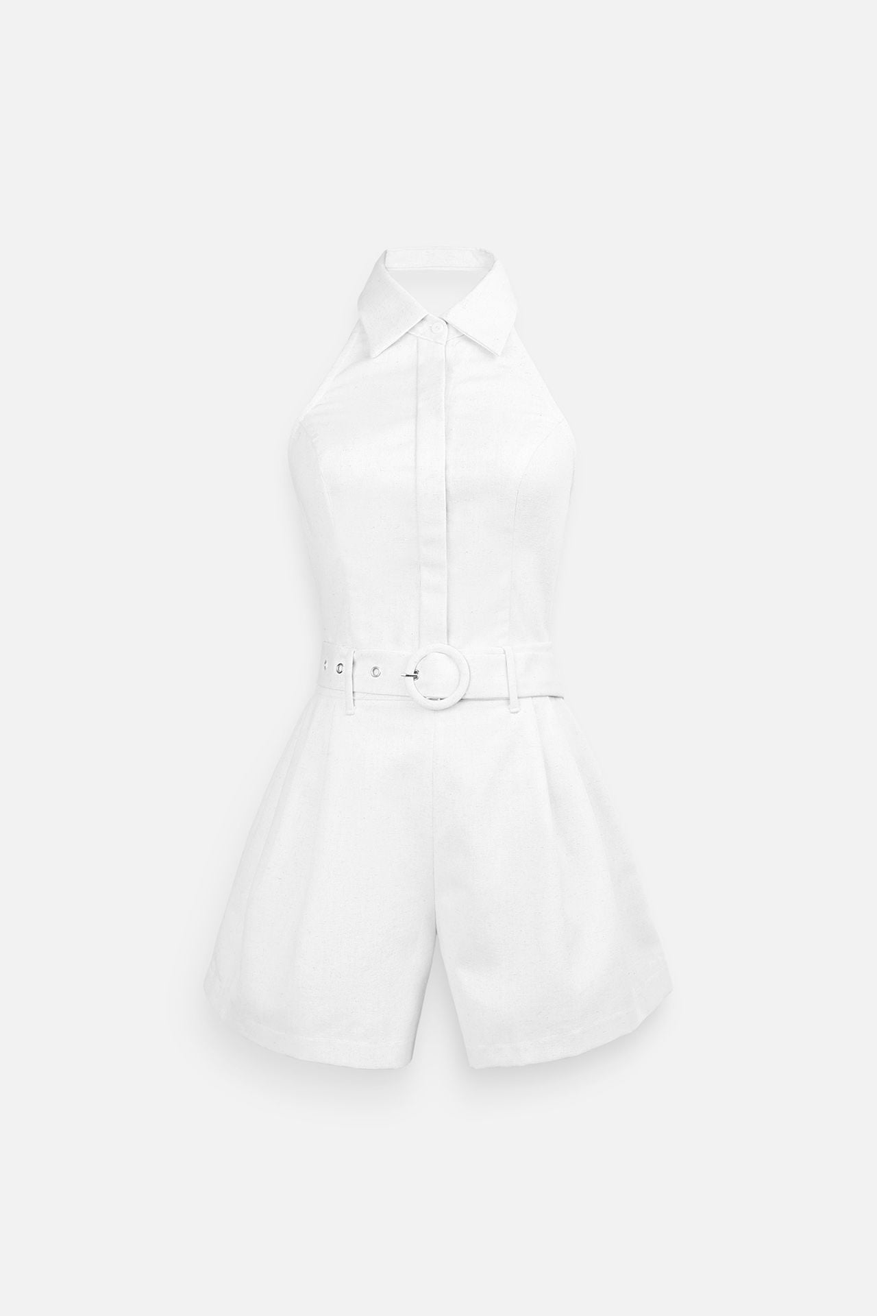 Jumpsuit Linen Sleeveless High Collar