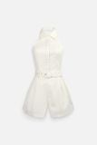 Jumpsuit Linen Sleeveless High Collar