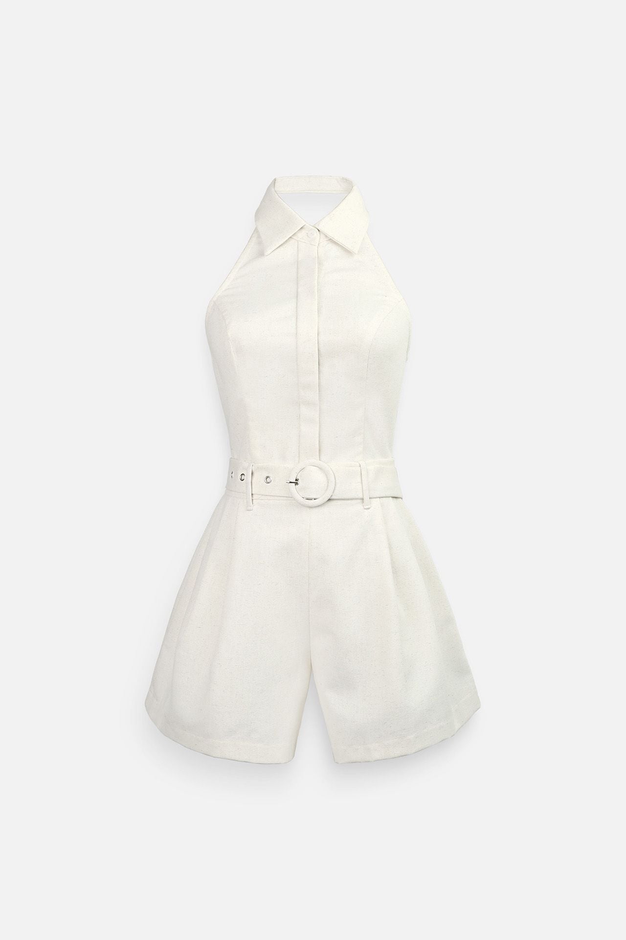 Jumpsuit Linen Sleeveless High Collar