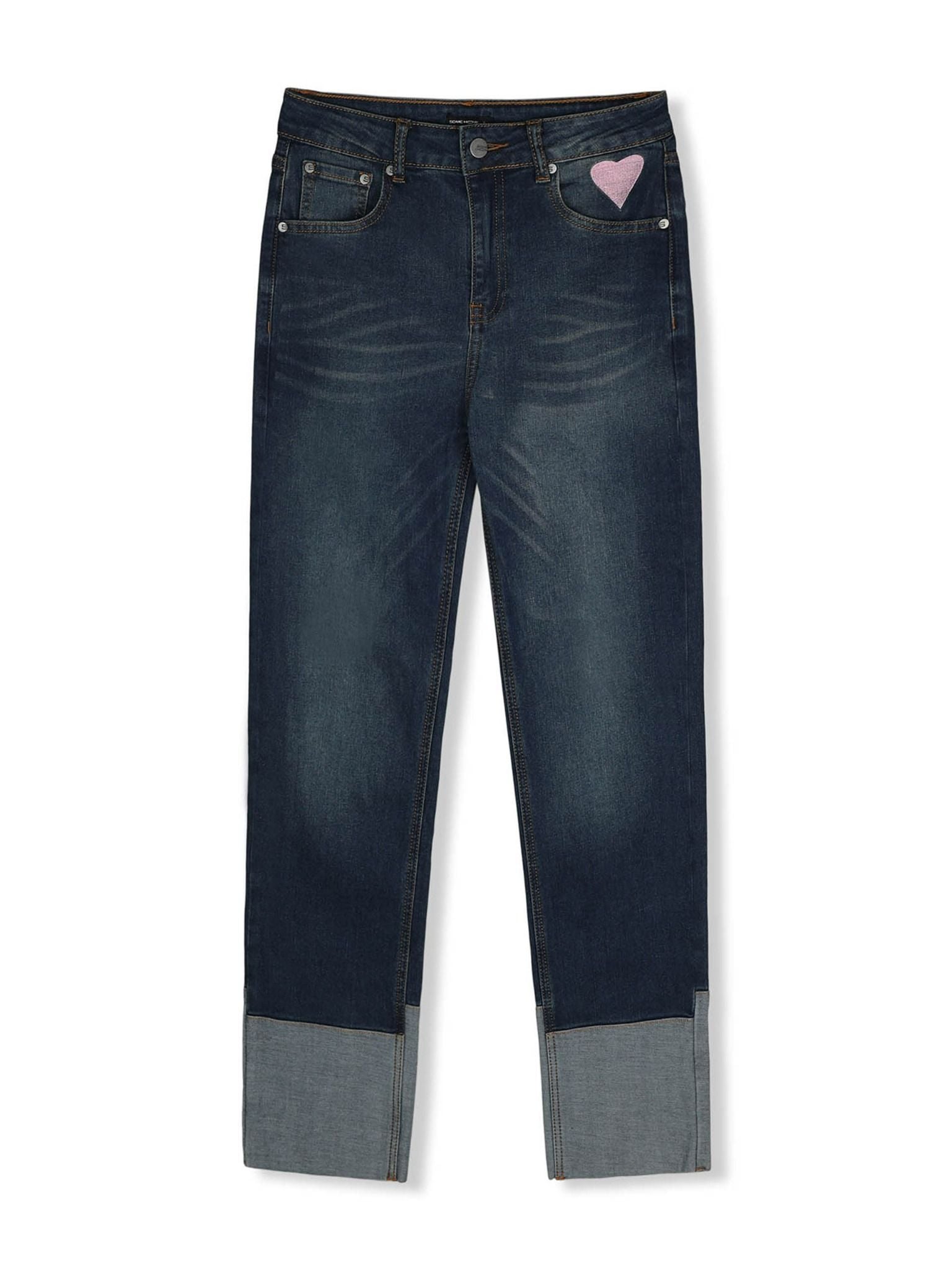 Quần Jean Straight Pink Heart