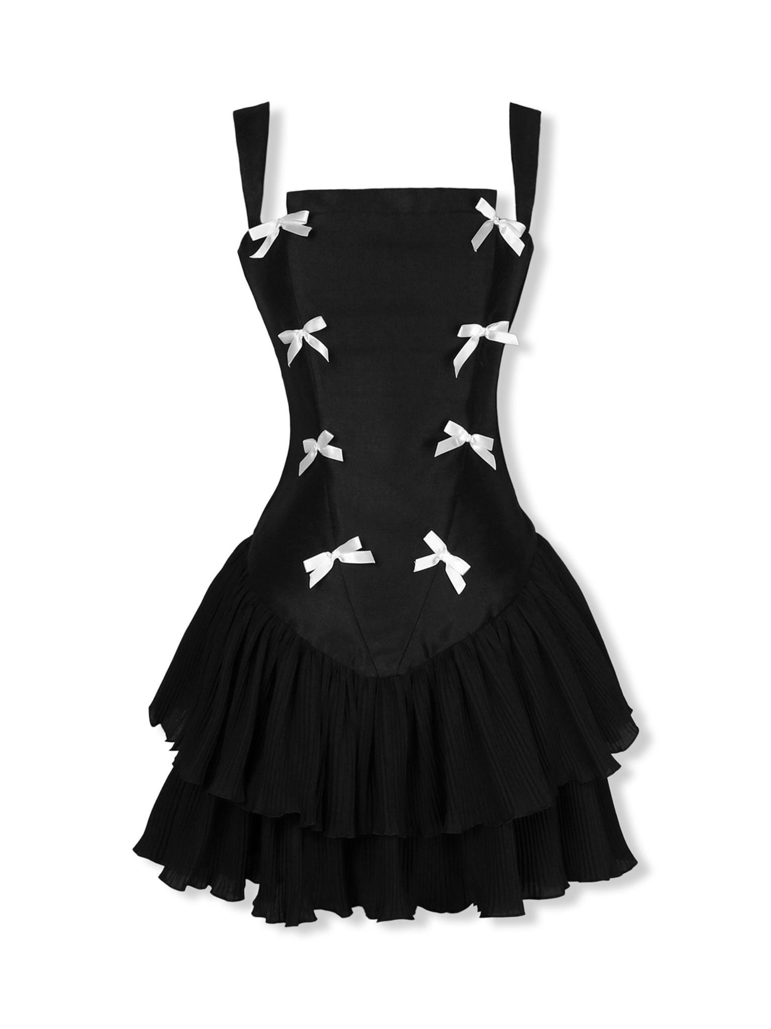  Đầm Ngắn Strap Bowtie Chain Layers 